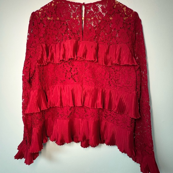 J. Crew Red Lace Ruffle Top NWT #Christmas - Picture 9 of 14